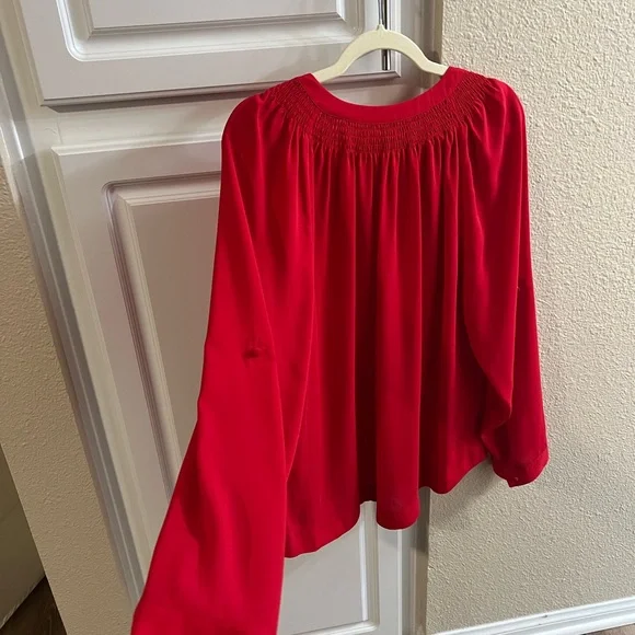 Express V Neck Blouse Vibrant Red Women's Blouse - Picture 5 of 5